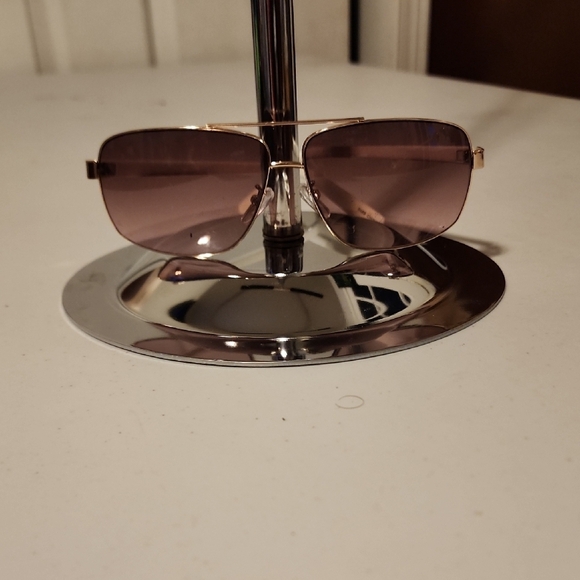 Accessories - Gold and Brown Aviator Sunglasses with Metal Bridge